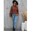 imageLYANER Womens Frill Mock Neck Flounce Long Sleeve Solid Blouse Office Shirt Top2 Orange