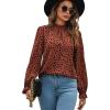 imageLYANER Womens Frill Mock Neck Flounce Long Sleeve Solid Blouse Office Shirt Top2 Orange