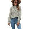 imageLYANER Womens Frill Mock Neck Flounce Long Sleeve Solid Blouse Office Shirt Top3 Light Green