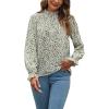 imageLYANER Womens Frill Mock Neck Flounce Long Sleeve Solid Blouse Office Shirt Top3 Light Green