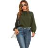 imageLYANER Womens Frill Mock Neck Flounce Long Sleeve Solid Blouse Office Shirt TopArmy Green
