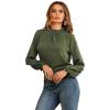 imageLYANER Womens Frill Mock Neck Flounce Long Sleeve Solid Blouse Office Shirt TopArmy Green