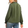 imageLYANER Womens Frill Mock Neck Flounce Long Sleeve Solid Blouse Office Shirt TopArmy Green