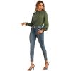 imageLYANER Womens Frill Mock Neck Flounce Long Sleeve Solid Blouse Office Shirt TopArmy Green