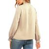 imageLYANER Womens Frill Mock Neck Flounce Long Sleeve Solid Blouse Office Shirt TopBeige
