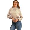 imageLYANER Womens Frill Mock Neck Flounce Long Sleeve Solid Blouse Office Shirt TopBeige