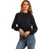 imageLYANER Womens Frill Mock Neck Flounce Long Sleeve Solid Blouse Office Shirt TopBlack