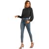 imageLYANER Womens Frill Mock Neck Flounce Long Sleeve Solid Blouse Office Shirt TopBlack