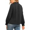 imageLYANER Womens Frill Mock Neck Flounce Long Sleeve Solid Blouse Office Shirt TopBlack