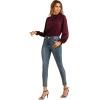 imageLYANER Womens Frill Mock Neck Flounce Long Sleeve Solid Blouse Office Shirt TopBurgundy