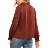 imageLYANER Womens Frill Mock Neck Flounce Long Sleeve Solid Blouse Office Shirt TopCaramel