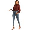 imageLYANER Womens Frill Mock Neck Flounce Long Sleeve Solid Blouse Office Shirt TopCaramel