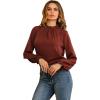 imageLYANER Womens Frill Mock Neck Flounce Long Sleeve Solid Blouse Office Shirt TopCaramel