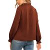 imageLYANER Womens Frill Mock Neck Flounce Long Sleeve Solid Blouse Office Shirt TopChocolate