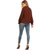 imageLYANER Womens Frill Mock Neck Flounce Long Sleeve Solid Blouse Office Shirt TopChocolate