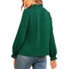 imageLYANER Womens Frill Mock Neck Flounce Long Sleeve Solid Blouse Office Shirt TopDark Green