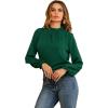 imageLYANER Womens Frill Mock Neck Flounce Long Sleeve Solid Blouse Office Shirt TopDark Green