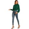 imageLYANER Womens Frill Mock Neck Flounce Long Sleeve Solid Blouse Office Shirt TopDark Green