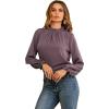 imageLYANER Womens Frill Mock Neck Flounce Long Sleeve Solid Blouse Office Shirt TopDark Purple