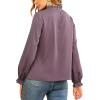 imageLYANER Womens Frill Mock Neck Flounce Long Sleeve Solid Blouse Office Shirt TopDark Purple