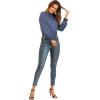 imageLYANER Womens Frill Mock Neck Flounce Long Sleeve Solid Blouse Office Shirt TopDusty Blue