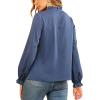 imageLYANER Womens Frill Mock Neck Flounce Long Sleeve Solid Blouse Office Shirt TopDusty Blue