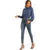 imageLYANER Womens Frill Mock Neck Flounce Long Sleeve Solid Blouse Office Shirt TopDusty Blue