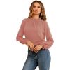 imageLYANER Womens Frill Mock Neck Flounce Long Sleeve Solid Blouse Office Shirt TopDusty Pink