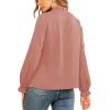 imageLYANER Womens Frill Mock Neck Flounce Long Sleeve Solid Blouse Office Shirt TopDusty Pink