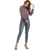 imageLYANER Womens Frill Mock Neck Flounce Long Sleeve Solid Blouse Office Shirt TopDusty Purple