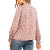 imageLYANER Womens Frill Mock Neck Flounce Long Sleeve Solid Blouse Office Shirt TopFloral Pink