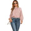 imageLYANER Womens Frill Mock Neck Flounce Long Sleeve Solid Blouse Office Shirt TopFloral Pink