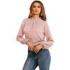 imageLYANER Womens Frill Mock Neck Flounce Long Sleeve Solid Blouse Office Shirt TopFloral Pink