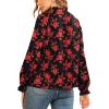 imageLYANER Womens Frill Mock Neck Flounce Long Sleeve Solid Blouse Office Shirt TopFloral Red