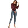 imageLYANER Womens Frill Mock Neck Flounce Long Sleeve Solid Blouse Office Shirt TopFloral Red