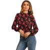 imageLYANER Womens Frill Mock Neck Flounce Long Sleeve Solid Blouse Office Shirt TopFloral Red