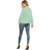 imageLYANER Womens Frill Mock Neck Flounce Long Sleeve Solid Blouse Office Shirt TopLight Green