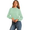 imageLYANER Womens Frill Mock Neck Flounce Long Sleeve Solid Blouse Office Shirt TopLight Green