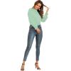 imageLYANER Womens Frill Mock Neck Flounce Long Sleeve Solid Blouse Office Shirt TopLight Green