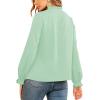 imageLYANER Womens Frill Mock Neck Flounce Long Sleeve Solid Blouse Office Shirt TopLight Green