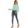imageLYANER Womens Frill Mock Neck Flounce Long Sleeve Solid Blouse Office Shirt TopLight Green