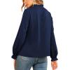 imageLYANER Womens Frill Mock Neck Flounce Long Sleeve Solid Blouse Office Shirt TopNavy