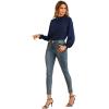 imageLYANER Womens Frill Mock Neck Flounce Long Sleeve Solid Blouse Office Shirt TopNavy