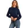 imageLYANER Womens Frill Mock Neck Flounce Long Sleeve Solid Blouse Office Shirt TopNavy