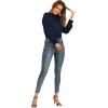 imageLYANER Womens Frill Mock Neck Flounce Long Sleeve Solid Blouse Office Shirt TopNavy