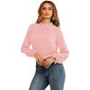 imageLYANER Womens Frill Mock Neck Flounce Long Sleeve Solid Blouse Office Shirt TopPink