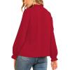 imageLYANER Womens Frill Mock Neck Flounce Long Sleeve Solid Blouse Office Shirt TopRed