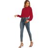imageLYANER Womens Frill Mock Neck Flounce Long Sleeve Solid Blouse Office Shirt TopRed