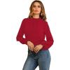 imageLYANER Womens Frill Mock Neck Flounce Long Sleeve Solid Blouse Office Shirt TopRed