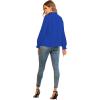 imageLYANER Womens Frill Mock Neck Flounce Long Sleeve Solid Blouse Office Shirt TopRoyal Blue